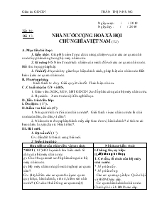 Giáo án Giáo dục công dân lớp 7 - Bài 17: Nhà nước cộng hoà xã hội chủ nghĩa Việt Nam (tiết 2)