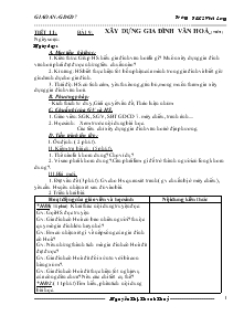 Giáo án Giáo dục công dân lớp 7 - Tiết 11 - Bài 9: Xây dựng gia đình văn hoá