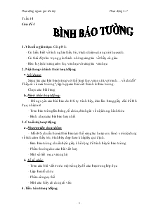 Giáo án Hoạt động ngoài giờ lên lớp 7 - Chủ đề 4: Bình báo tường