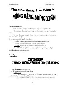 Giáo án Hoạt động ngoài giờ lên lớp 7 - Chủ điểm tháng 1, 2: Mừng đảng, mừng xuân