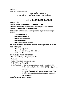 Giáo án Hoạt động ngoài giờ lên lớp 7 - Chủ điểm tháng 9: Truyền thống nhà trường