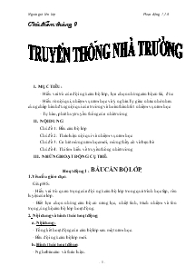 Giáo án Hoạt động ngoài giờ lên lớp 7 - Chủ điểm tháng 9: Truyền thống nhà trường