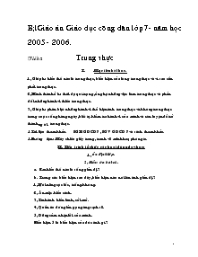 Giáo án Giáo dục công dân lớp 7 - Năm học 2005 - 2006