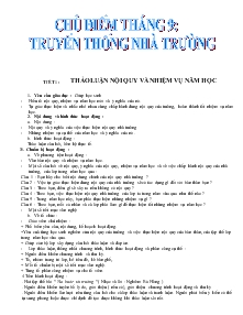 Giáo án Hoạt động ngoài giờ lên lớp 7 - Chủ điểm tháng 9: Truyền thống nhà trường