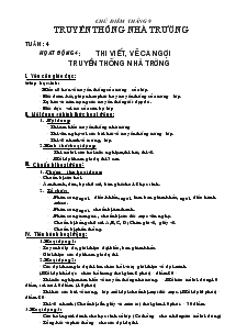 Giáo án Hoạt động ngoài giờ lên lớp 7 - Chủ điểm tháng 9: Truyền thống nhà trường - Tuần: 4 - Hoạt động 4