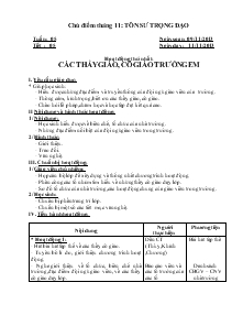 Giáo án Hoạt động ngoài giờ lên lớp 7 - Hoạt động thứ nhất: Các thầy giáo, cô giáo trường em