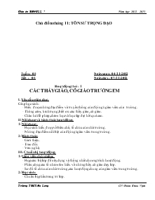 Giáo án Hoạt động ngoài giờ lên lớp 7 - Năm học 2012 - 2013 - Chủ điểm tháng 11: Tôn sư trọng đạo