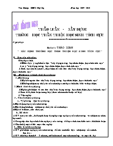 Giáo án Hoạt động ngoài giờ lên lớp 7 - THCS Đại tự - Năm học 2009 - 2010