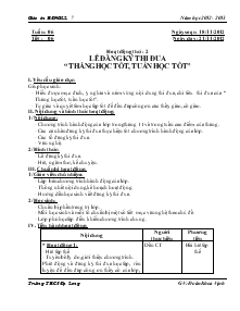 Giáo án Hoạt động ngoài giờ lên lớp 7 - Tiết 06: Hoạt động thứ: 2 lễ đăng ký thi đua “tháng học tốt, tuần học tốt”