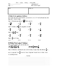 Đề Kiểm 45 phút - Môn: Toán Lớp 6