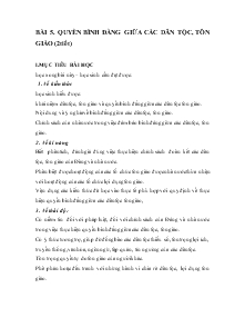 Giáo án Giáo dục công dân 7 - Bài 5: Quyền bình đẳng giữa các dân tộc, tôn giáo (2 tiết)