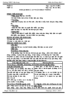 Giáo án Giáo dục công dân 7 - Tiết 15: Ngoại khoá an toàn giao thông