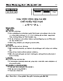 Giáo án Giáo dục công dân lớp 7 - Tiết 29: Nhà nước cộng hoà xã hội chủ nghĩa Việt Nam