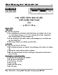 Giáo án Giáo dục công dân lớp 7 - Tiết 30: Nhà nước cộng hoà xã hội chủ nghĩa Việt Nam