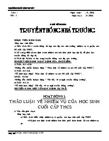 Giáo án Hoạt động ngoài giờ lên lớp 7 - Chủ điểm tháng 9: truyền thống nhà trường - Trường THCS Tân Phú Tây