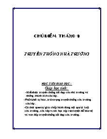 Giáo án Hoạt động ngoài giờ lên lớp 7 - Chủ điểm tháng 9: Truyền thống nhà trường