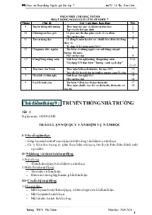 Giáo án hoạt động ngoài giờ lên lớp - Chủ điểm tháng 9: Truyền thống nhà trường