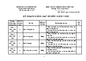 Kế hoạch giảng dạy bộ môn Giáo dục công dân 7 - Học kì I