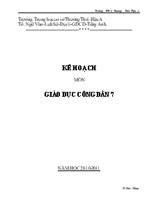 Kế hoạch môn Giáo dục công dân 7 - Năm học 2010 - 2011 - Lê Đức Dũng