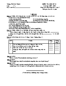 Kiểm tra học kỳ I năm học: 2009 - 2010 môn: Giáo dục công dân – lớp 7 - Trường THCS Hồ Thị Ky