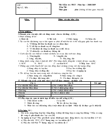 Thi Kiểm tra Học kì II – Năm học: 2008 - 2009