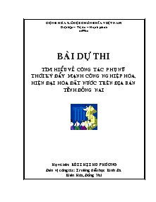 Bài dự thi Tìm hiểu về công tác phụ nữ thời kỳ đẩy mạnh công nghiệp hóa, hiện đại hóa đất nước trên địa bàn tỉnh Đồng Nai