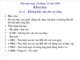 Bài giảng Khoa học Tiết 36 : Không khí cần cho sự sống