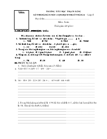 Bài thi khảo sát chất lượng học sinh giỏi tháng 10, lớp 4