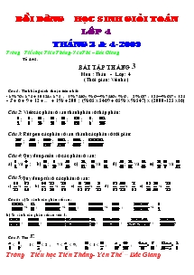 Bồi dưỡng học sinh giỏi Toán lớp 4 tháng 3, 4 - 2009