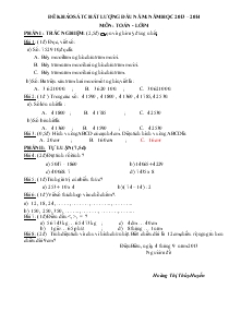 Đề khảo sát chất lượng đầu năm, năm học 2013 – 2014 môn: Toán - Lớp 4