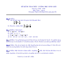 Đề kiểm tra chất lượng học sinh giỏi năm học: 2008 – 2009 môn: Toán - Lớp 4