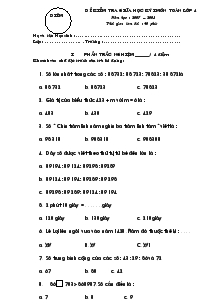 Đề kiểm tra giữa học kỳ I môn Toán lớp 4
