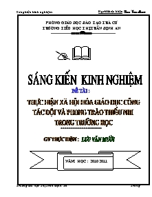 Đề tài Thực hiện xã hội hóa giáo dục công tác đội và phong trào thiếu nhi trong trường học