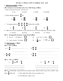 Đề thi cuối kì II lớp 4 năm học 2012 – 2013