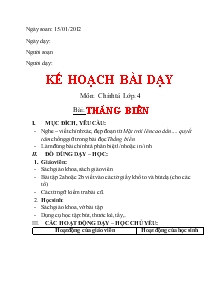 Giáo án Chính tả lớp 4 bài: Thắng biển