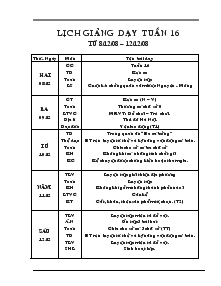 Giáo án giảng dạy tuần 16 lớp 4