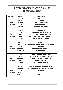 Giáo án giảng dạy tuần 22 lớp 4