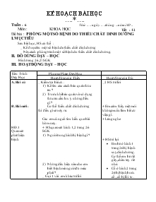 Giáo án Khoa học 4 bài 12: Phòng một số bệnh do thiếu chất dinh dưỡng