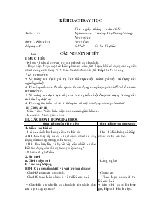 Giáo án Khoa học 4: Các nguồn nhiệt