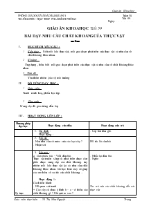 Giáo án Khoa học tiết 59 bài dạy: Nhu cầu chất khoáng của thực vật