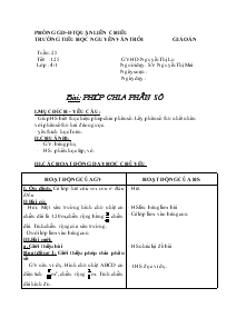 Giáo án khối 4 - Bài: Phép chia phân số