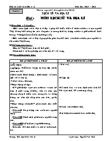 Giáo án Lịch sử, Địa lý - Tuần 1 - Trường Tiểu học Bình Phú C