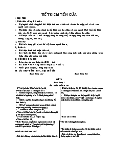 Giáo án môn Đạo đức 4 - Bài 4: Tiết kiệm tiền của