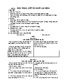 Giáo án môn Đạo đức 4 - Bài 9: Kính trọng, biết ơn người lao động