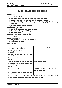 Giáo án môn Địa lý 4 - Bài 16: Thành phố Hải Phòng