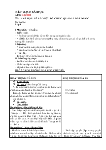 Giáo án môn Lịch sử 4 - Bài: Nhà Hậu Lê và việc tổ chức quản lí đất nước