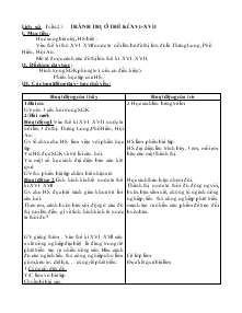 Giáo án môn Lịch sử 4 - Bài: Thành thị ở thế kỉ XVI - XVII