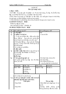 Giáo án môn Lịch sử 4 - Ôn tập học kì I