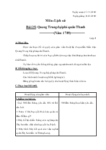 Giáo án môn Lịch sử lớp 4 - Bài 25: Quang Trung đại phá quân Thanh