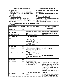 Giáo án Thể dục 4 - Phối hợp chạy, nhảy , mang, vác - Trò chơi “chạy tiếp sức ném bóng vào rổ